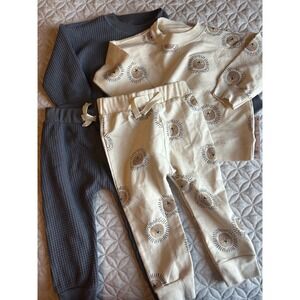 Carters Just One You 12M 4 Piece Set Lion Print Waffle Knit Grey Cream